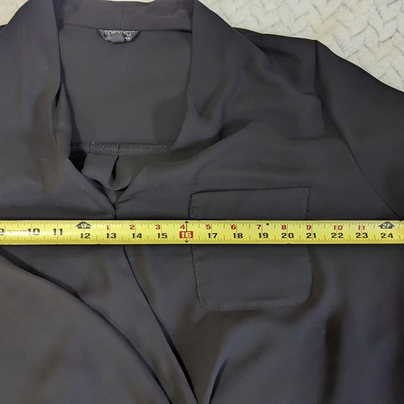 Top Shop Black Wrapover Blouse with Collar s: 12/L - Picture 13 of 13